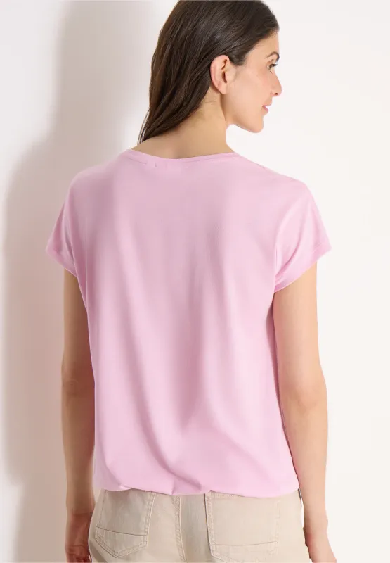 Cecil Shirt met V-hals en kanten detail, light blush rose