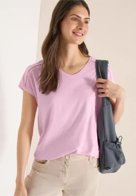 Cecil Shirt met V-hals en kanten detail, light blush rose