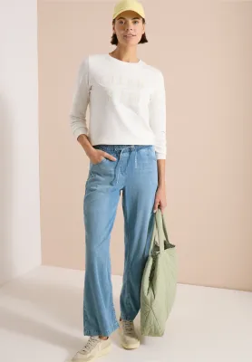 Cecil High Waist Wide Legs jeans in Loose Fit, light blue used wash