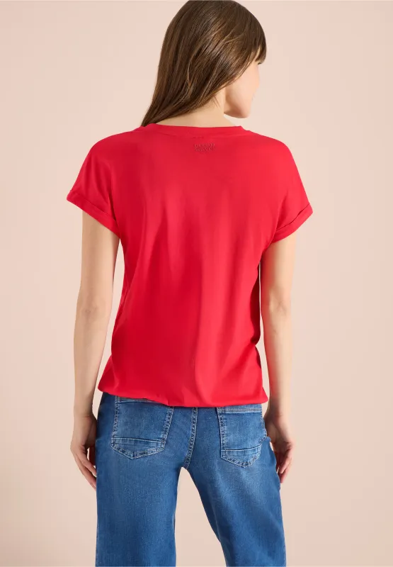Cecil Shirt met gespleten hals in tuniekstijl, glazed apple red