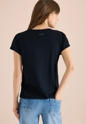 Cecil Shirt met gespleten hals in tuniekstijl, universal blue