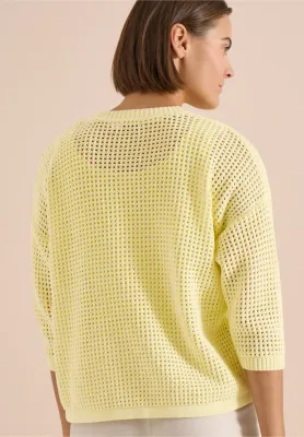 Cecil Trui met korte mouwen in gehaakte look, light buttermilk yellow