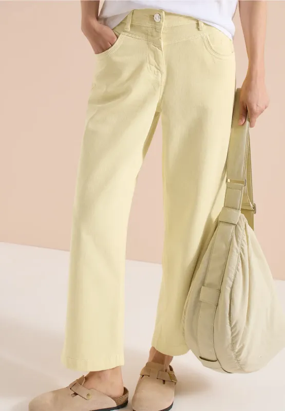 Cecil light High Waist Wide Legs jeans in Loose Fit Style Neele, buttermilk yellow