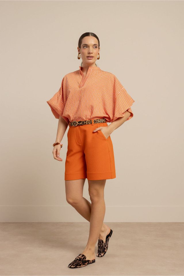 Studio Anneloes Mascha waffle shorts, orchid orange