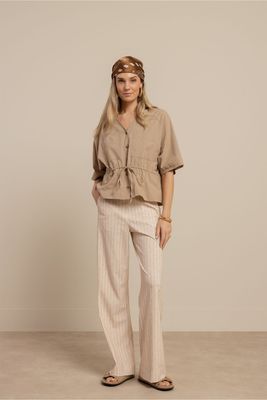 Studio Anneloes Abigail stripe trousers, latte/orchid orange Studio Anneloes Abigail stripe trousers, latte/orchid orange