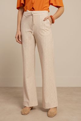 Studio Anneloes Abigail stripe trousers, latte/orchid orange