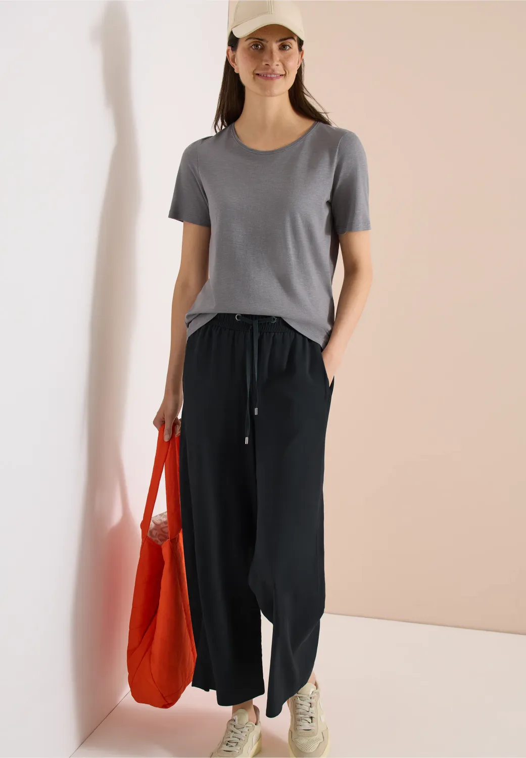Cecil High Waist broek met wijde pijpen in Loose Fit, palm breeze green