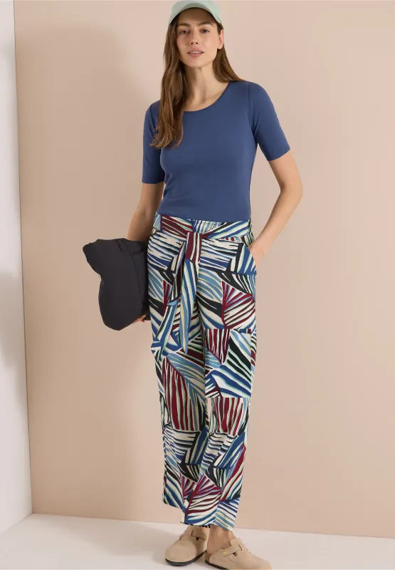 Cecil Wide Legs broek met print, palm breeze green