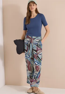 Cecil Wide Legs broek met print, palm breeze green