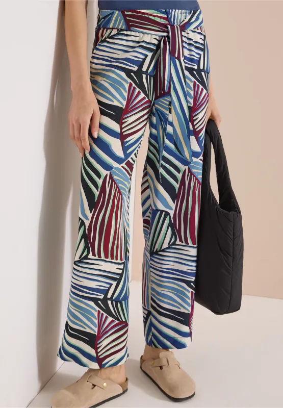Cecil Wide Legs broek met print, palm breeze green