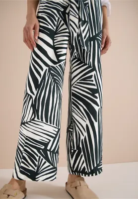 Cecil Wide Legs broek met print, palm breeze green