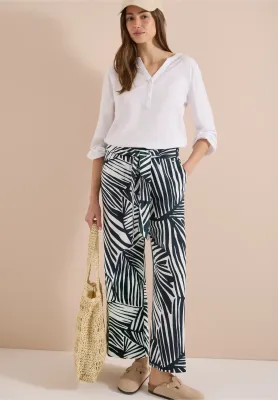 Cecil Wide Legs broek met print, palm breeze green Cecil Wide Legs broek met print, palm breeze green