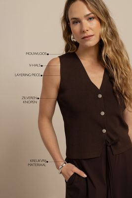 Studio Anneloes Fenna knitted gilet, espresso