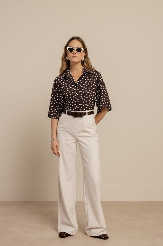 Studio Anneloes​ Fabienne dot blouse, espresso/ecru