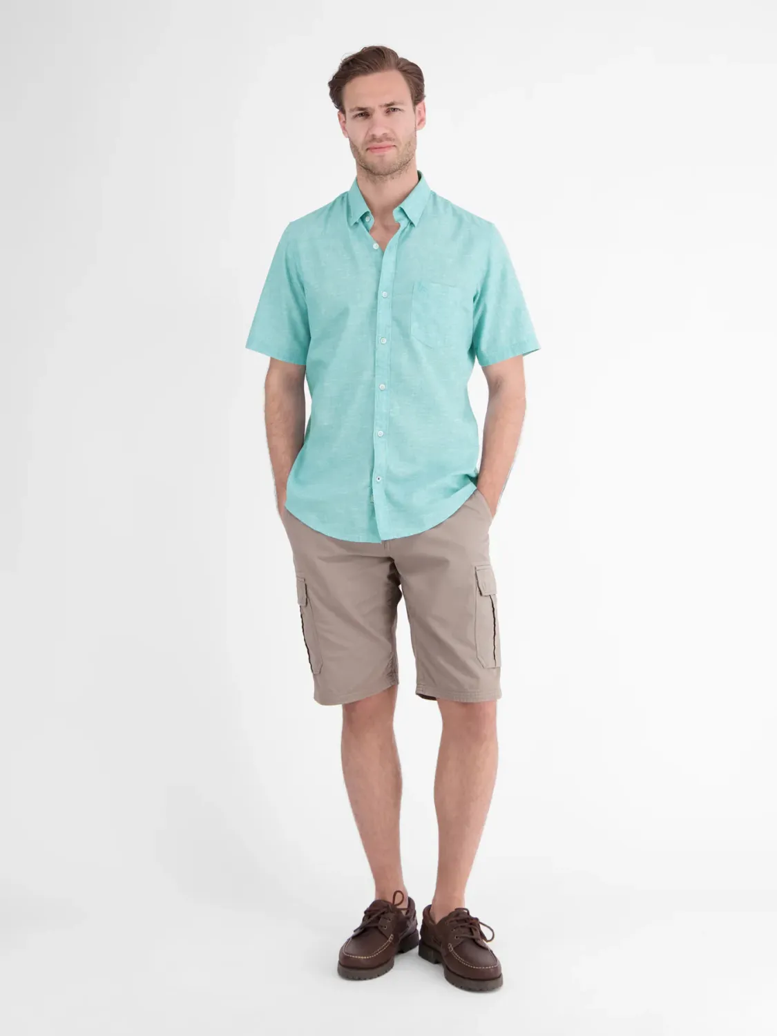 Lerros overhemd met korte mouw, reef blue