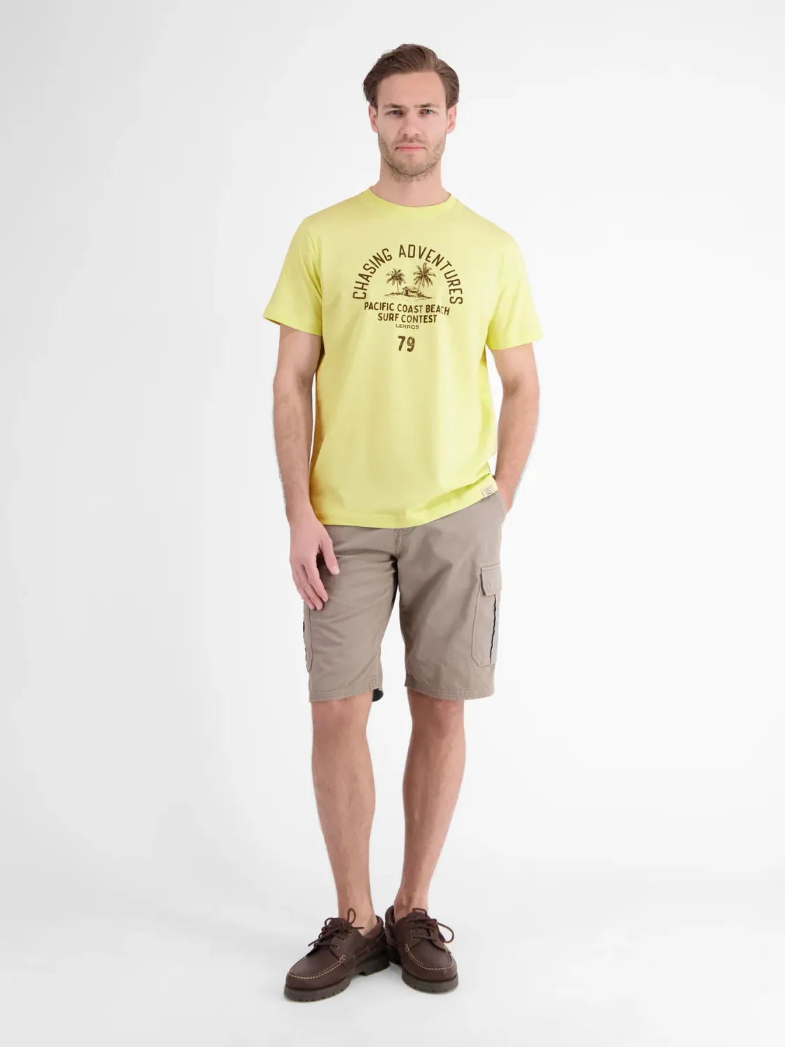 Lerros t-shirt met ronde hals, lemon water Lerros t-shirt met ronde hals, lemon water