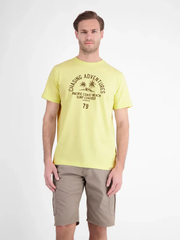 Lerros t-shirt met ronde hals, lemon water