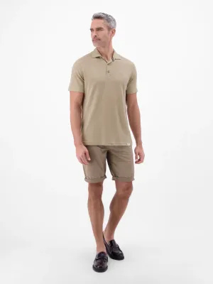 Lerros poloshirt van katoen-linnenmix, gravel beige