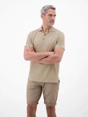 Lerros poloshirt van katoen-linnenmix, gravel beige