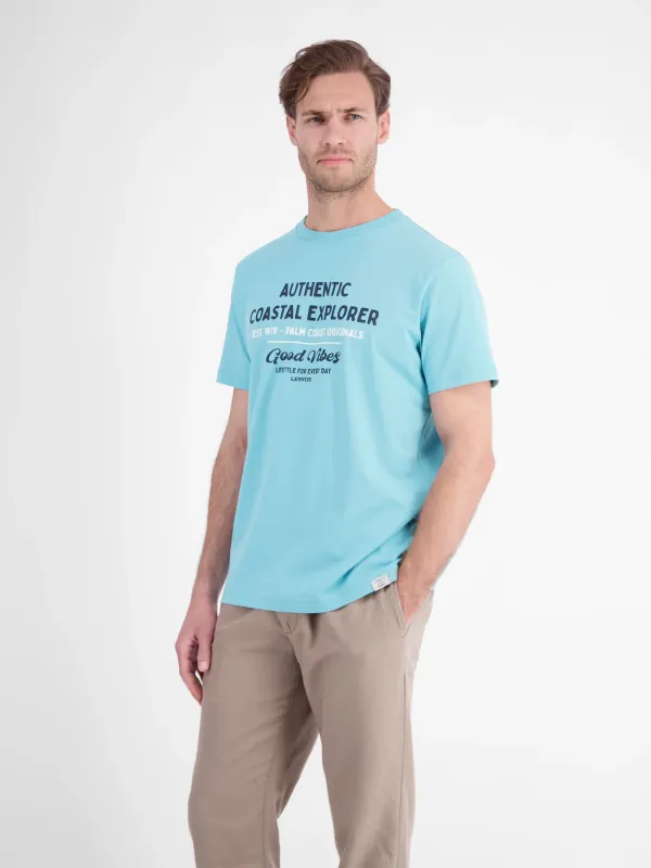 Lerros t-shirt met ronde hals, reef blue