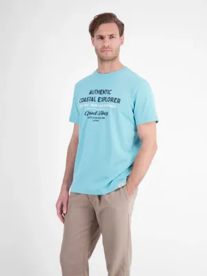 Lerros t-shirt met ronde hals, reef blue