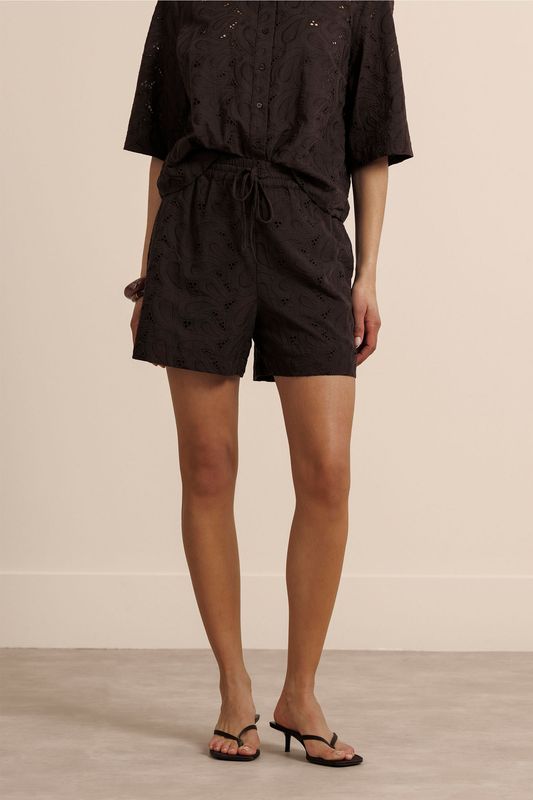 Studio Anneloes Zena broderie shorts, espresso