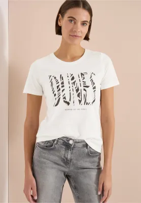 Cecil Shirt met ronde hals en frontprint, vanilla white Cecil Shirt met ronde hals en frontprint, vanilla white