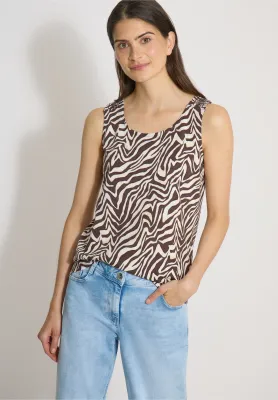 Cecil Top met ronde hals en plooidetail, brown cacao Cecil Top met ronde hals en plooidetail, brown cacao