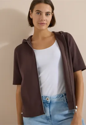 Cecil vest met capuchon en trekkoorden, brown cacao Cecil vest met capuchon en trekkoorden, brown cacao
