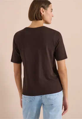 Cecil Shirt met gespleten hals, brown cacao