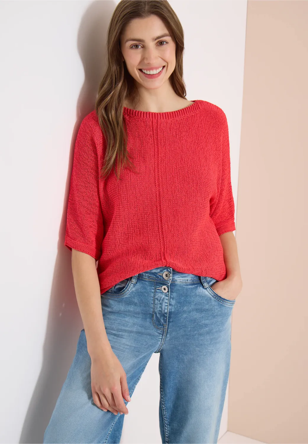 Cecil Dolman-trui met boothals, coral Cecil Dolman-trui met boothals, coral