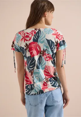 Cecil Shirt met rimpels en print, light alabaster whit