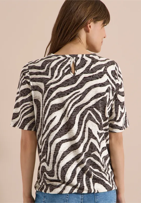 Cecil Shirt met burn-out look, brown cacao