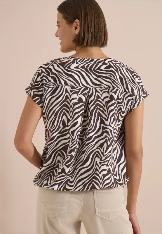 Cecil Blouse met gespleten, brown cacao