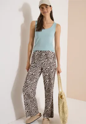 Cecil Straight Leg broek met zebraprint, brown cacao Cecil Straight Leg broek met zebraprint, brown cacao