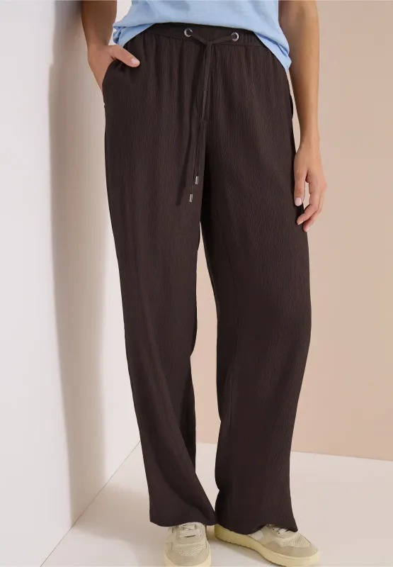 Cecil High Waist straight legs broek in Loose Fit, brown cacao