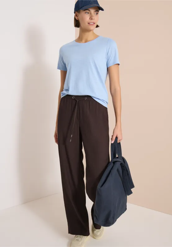 Cecil High Waist straight legs broek in Loose Fit, brown cacao