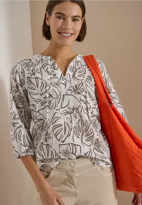 Cecil Tuniek met 3/4-mouwen, light alabaster whit