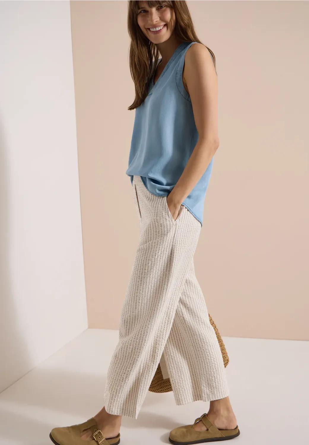 Cecil 7/8 Wide Leg broek, grain beige Cecil 7/8 Wide Leg broek, grain beige