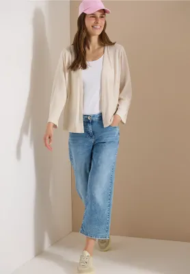 Cecil Open jas in effen kleur met 3/4 mouwen, smooth sand beige Cecil Open jas in effen kleur met 3/4 mouwen, smooth sand beige