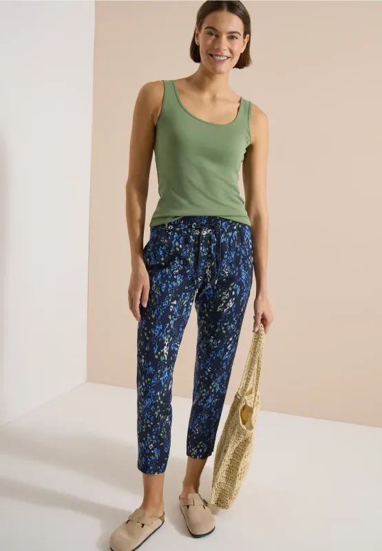 Cecil Mid Waist Slim Leg broek in Loose Fit, urban dark blue