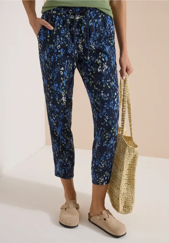 Cecil Mid Waist Slim Leg broek in Loose Fit, urban dark blue
