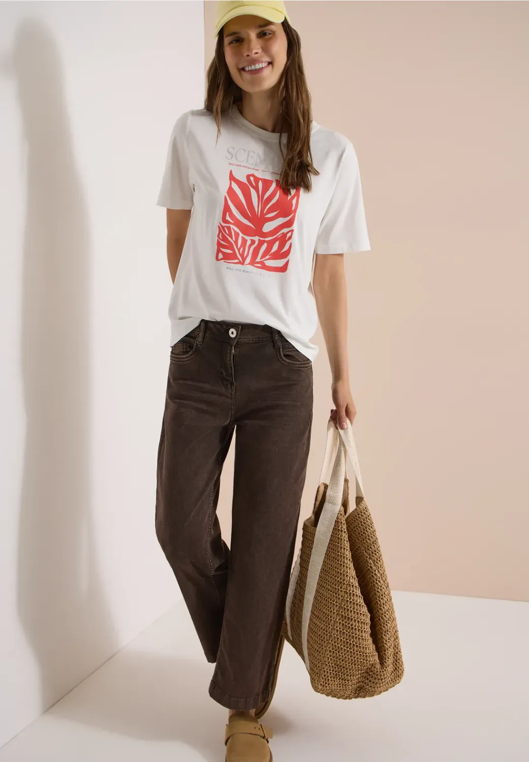 Cecil Shirt met ronde hals en print, vanilla white Cecil Shirt met ronde hals en print, vanilla white