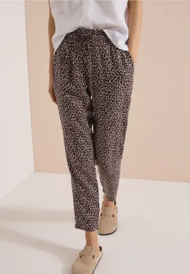 Cecil Mid Waist Slim Leg broek in Loose Fit, brown cacao