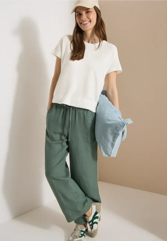 Cecil Shirt met ronde hals en structuur, vanilla white