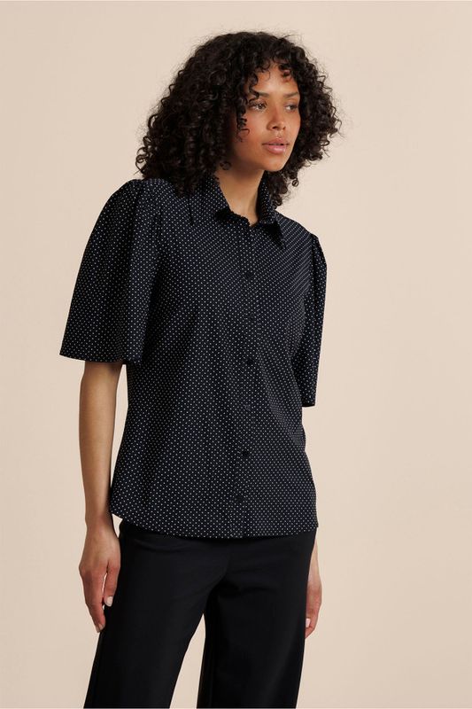 Studio Annloes Poppy dot butterfly blouse, black/off white