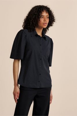 Studio Annloes Poppy dot butterfly blouse, black/off white