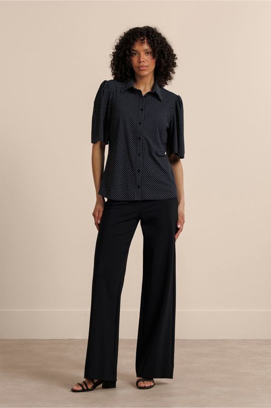 Studio Annloes Poppy dot butterfly blouse, black/off white