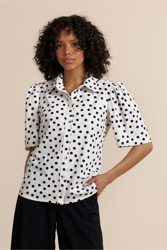Studio Anneloes Poppy dot butterfly blouse, ecru/black