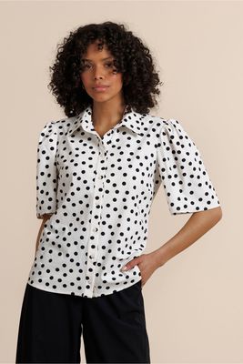 Studio Anneloes Poppy dot butterfly blouse, ecru/black